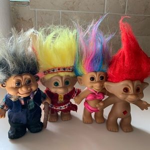 Vintage Set of 4 Collectible Russ Troll Dolls